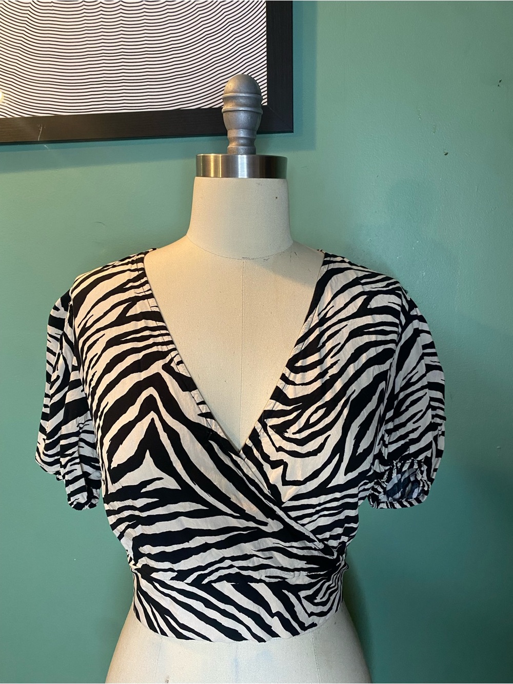 RACHEL Rachel Roy Navy and Cream Printed Top